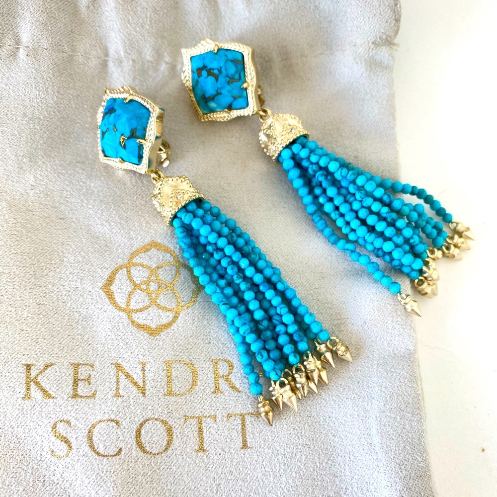 Kendra Scott Blue Gold Clip-On Earrings